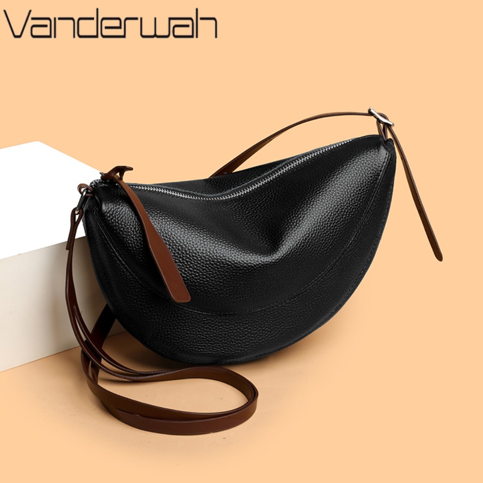 Luxury Bags Kate Spade - Bolsa Meia-Lua de Couro Genuíno 100%