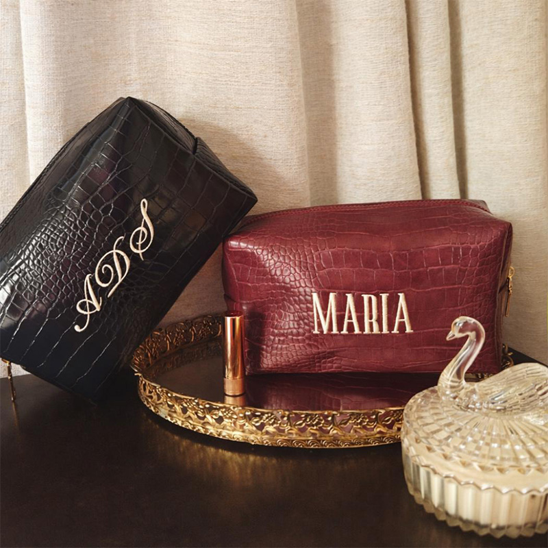 Luxury Bags That Are Vegan - Bolsa de Maquiagem Croc Bordada Personalizada,