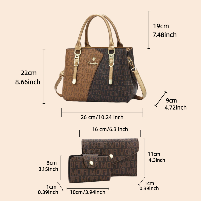 Conjunto de 3 peças de bolsas  - Luxury Bags Leather avaliação e preço