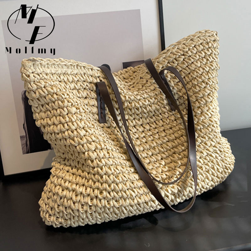 Palha tecido tote sacos casual - Luxury Bags Big avaliação e preço